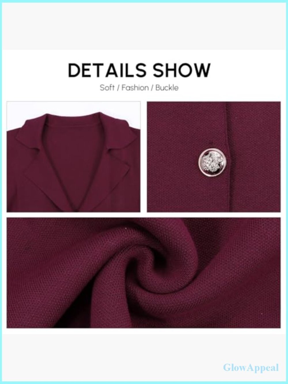 Lightweight Knit Blazer Long Sleeve Notch Lapel Open Front Pockets Business - Picture 6 of 6